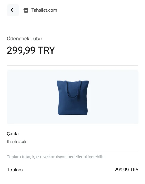 Tahsilat.com sanal POS ödeme detay ekranı - güvenli online ödeme altyapısı